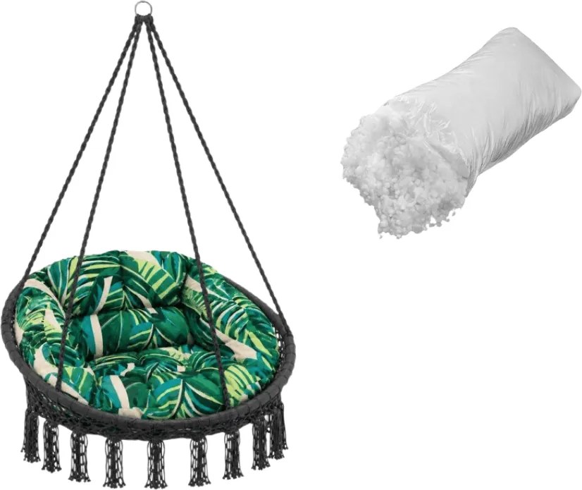 Scaun suspendat gri inchis KOLUMBIA fara suport, perna colorata cu spatar + GRATIS umplutura din fibra goala 500 g