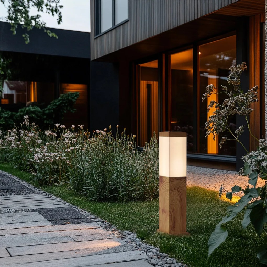 Lampă modernă de exterior din oțel cu imprimeu de lemn 45cm IP44 - Malois