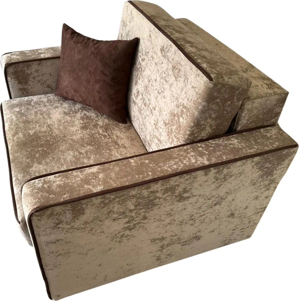 Fotoliu SAMY NEXT extensibil, cu lada de depozitare, catifea plusata bej , cadru metalic ,103x100x92 Catifea plusata, Bej