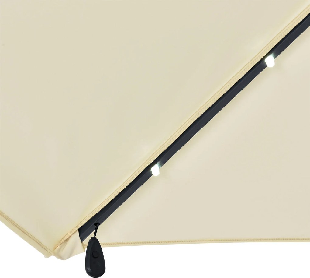 Umbrelã "Brazilia" 3 m cu iluminare LED crem, cu deschidere si suport gri