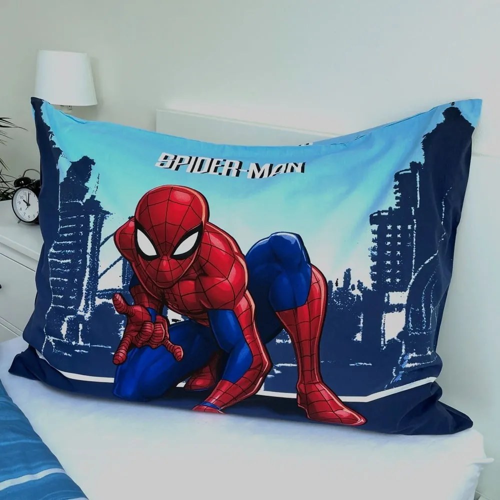 Lenjerie de pat pentru copii albastră din bumbac pentru pat de o persoană 140x200 cm Spider-man "Blue" – Jerry Fabrics