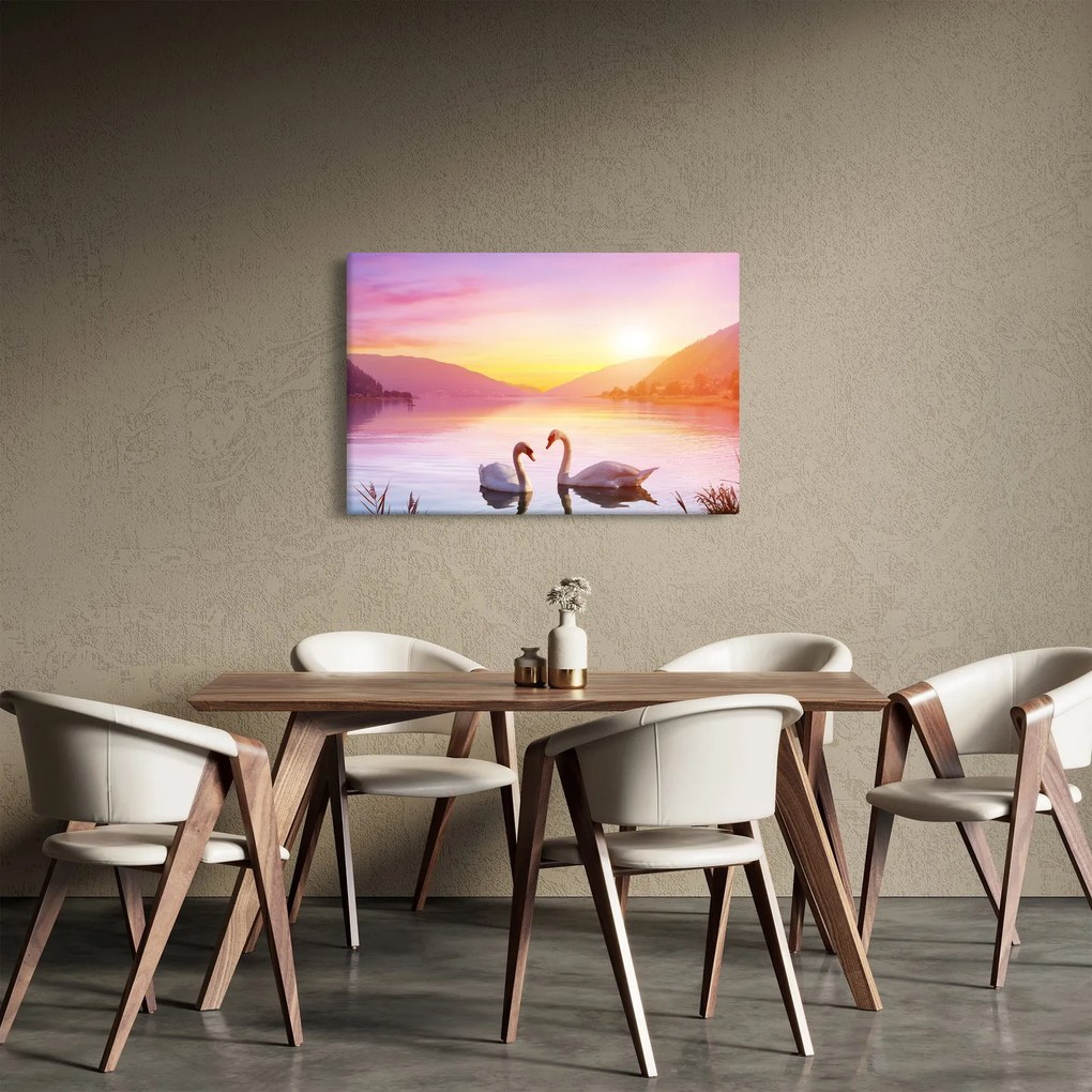 Tablou - Lebăde îndrăgostite (90x60 cm)