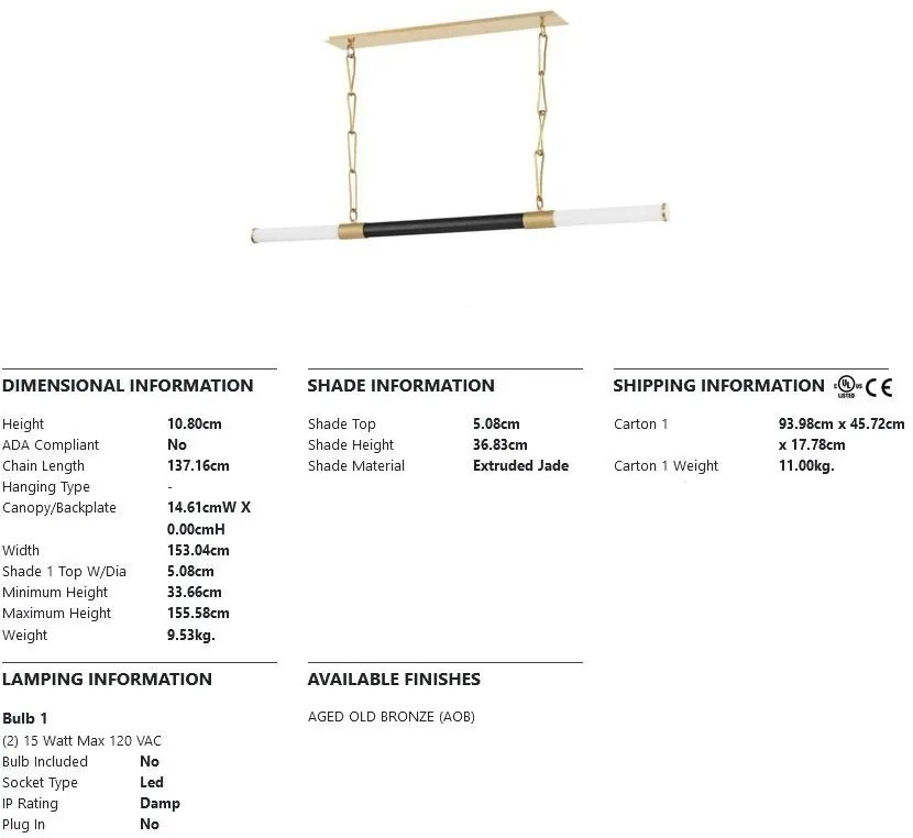 Lustra suspendata LED, model linear, design LUX, HUNTINGTON