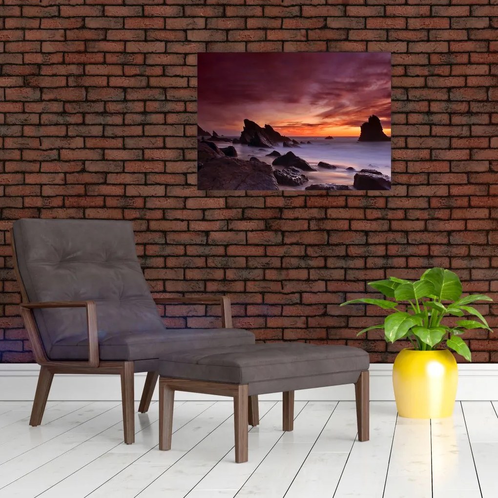 Tablou cu apus de soare pe mal (70x50 cm)