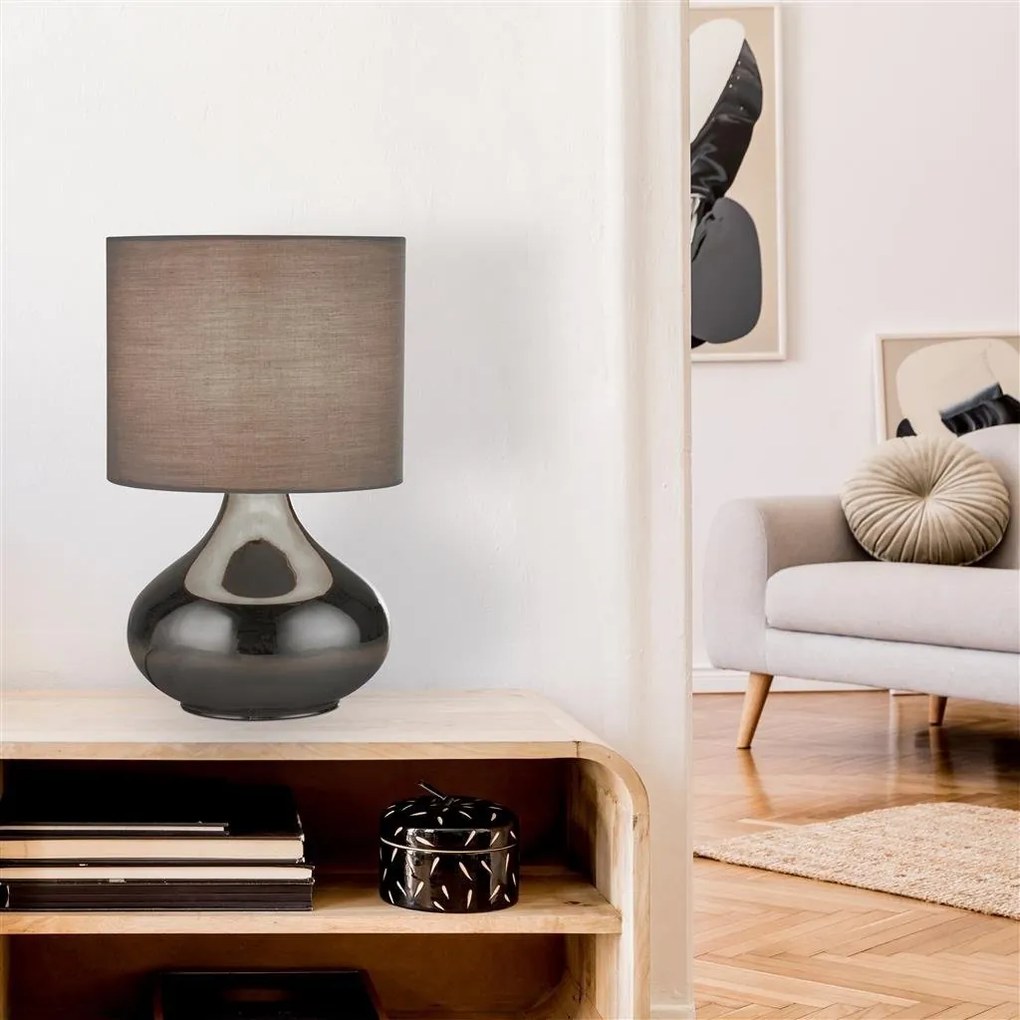 Veioza/Lampa de masa design decorativ Oslo fumuriu/gri