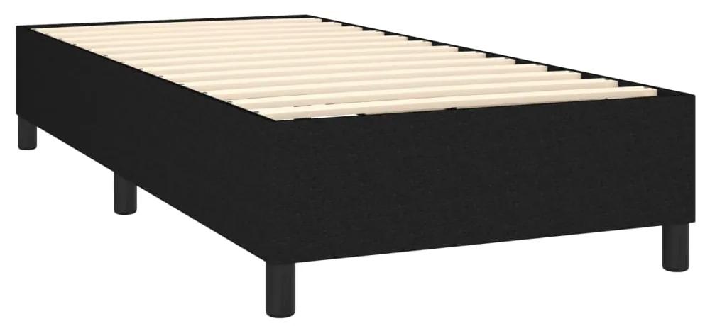 Pat box spring cu saltea, negru, 100x200 cm, textil Negru, 100 x 200 cm, Culoare unica si cuie de tapiterie