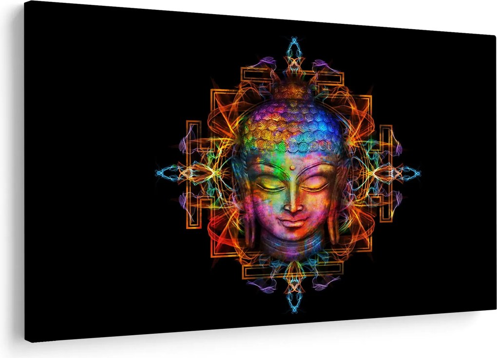 Tablou - Bustul lui Buddha în culori neon (90x60 cm)