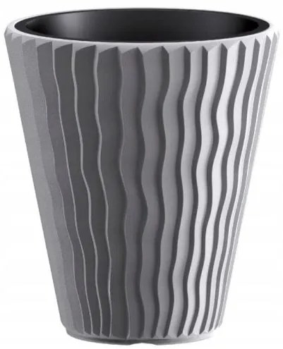 Ghiveci decorativ de flori, rotund, gri, 29.7x33 cm, Sandy