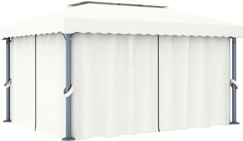 vidaXL Pavilion cu perdea, alb crem, 4 x 3 m, aluminiu