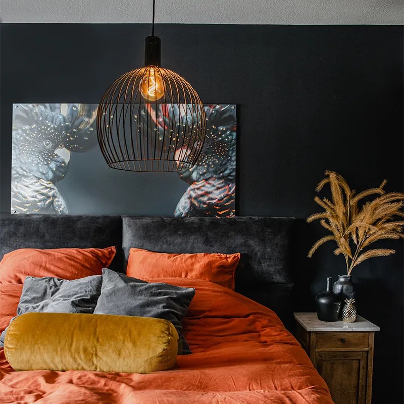 Lampă rotundă pendant de design neagră 40 cm - Dos