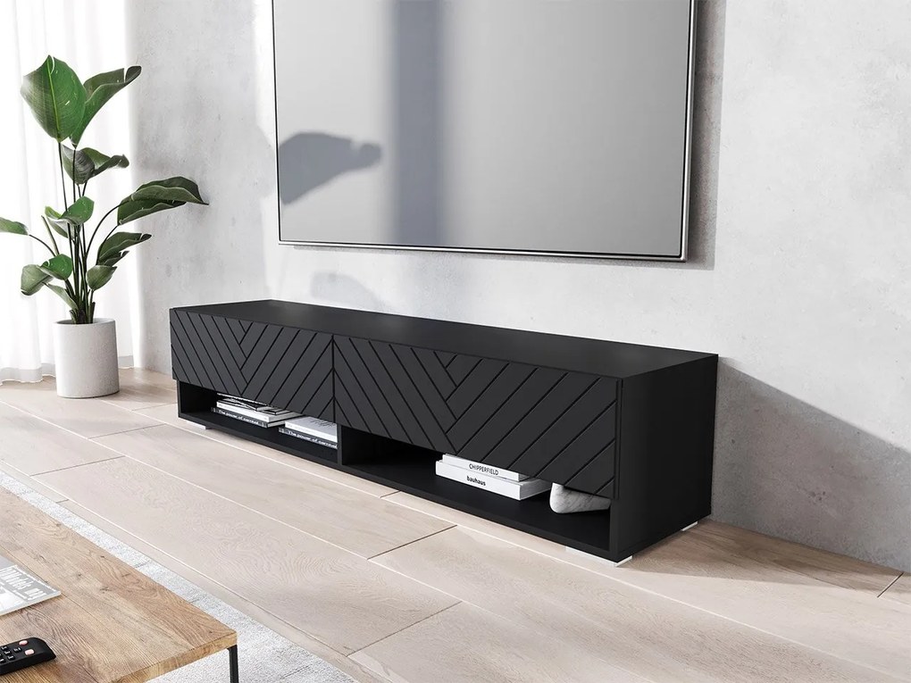Dulap TV de perete Adenuk 140 MDF (Negru grafit +  Negru) . 1106322