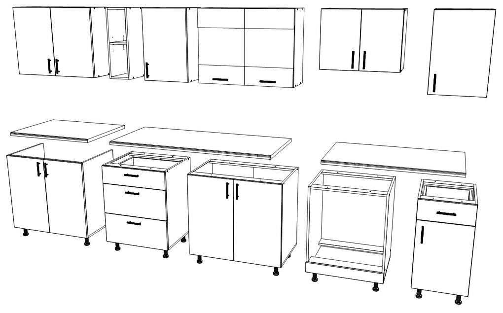 Set haaus V28, Stejar Sonoma Inchis/Alb, Blat Thermo 28 mm, L 320 cm