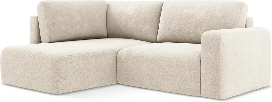 Colțar crem extensibil/cu spațiu de depozitare cu tapițerie din chenille (cu colț pe partea stângă/în formă de ”L”) Kona – Makamii