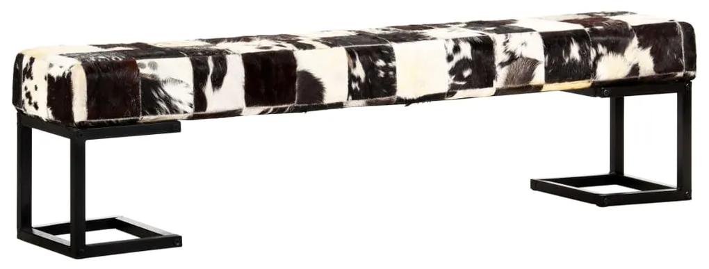 283749 vidaXL Bancă, model petice, negru, 160 cm, piele naturală de capră