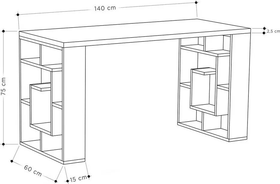 Birou Maze White and Dark Oak