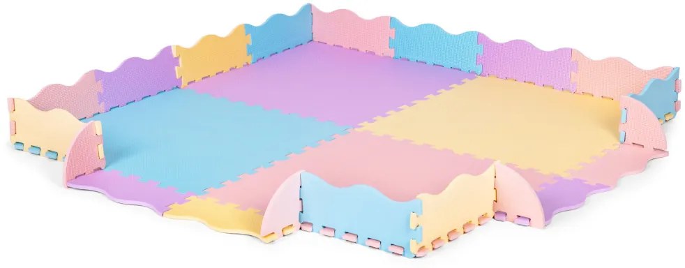 Covor puzzle din spumă cu gard 141,5x141,5 cm 24 piese