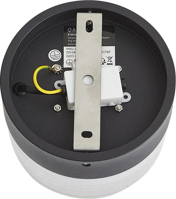 Lampă de perete de design neagră cu sticlă opal IP44 - Michele