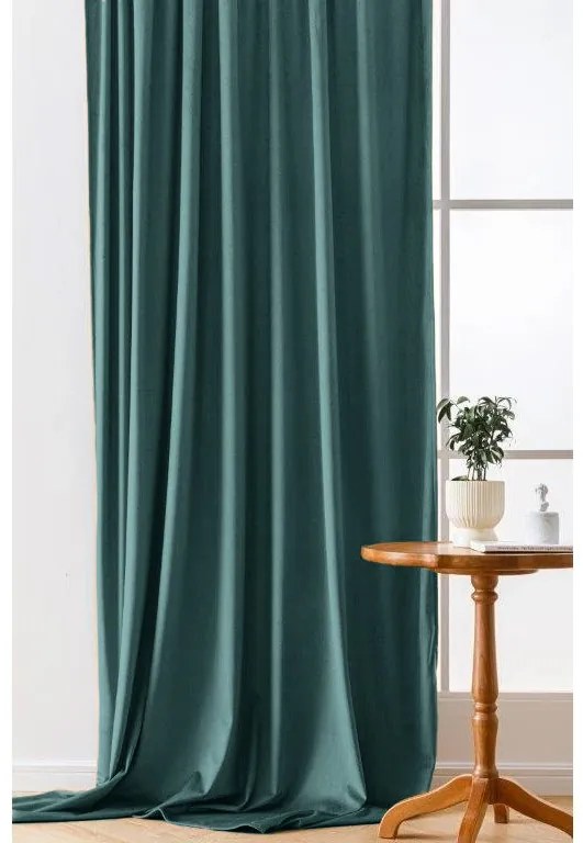 Draperie opaca VELVET 140x250 cm, turcoaz Agatat: Inele metalice