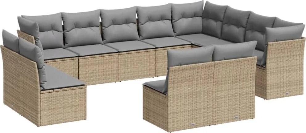 vidaXL Set canapele de grădină cu perne, 12 piese, bej, poliratan