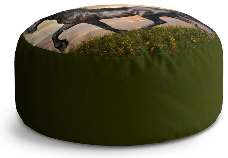 Taburet Circle cal frizian, verde / maro