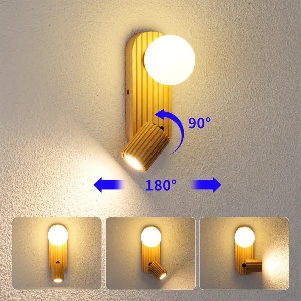 Brilagi - Aplică de perete cu spot MODERN WOOD 1xG9/5W/230V+1xGU10/8W lemn de cauciuc