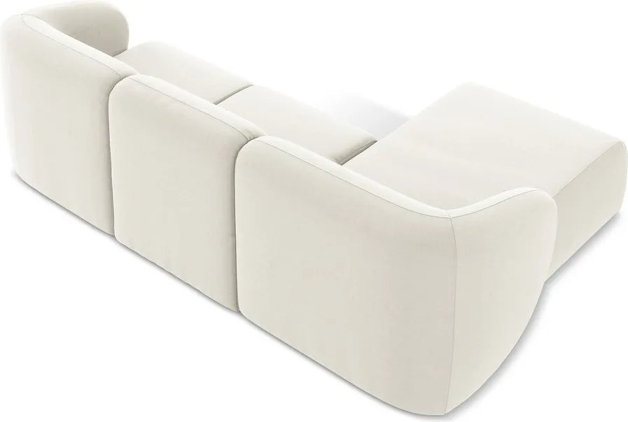 Colțar bej cu tapițerie din catifea (cu colț pe partea stângă/cu șezlong) Lani – Makamii