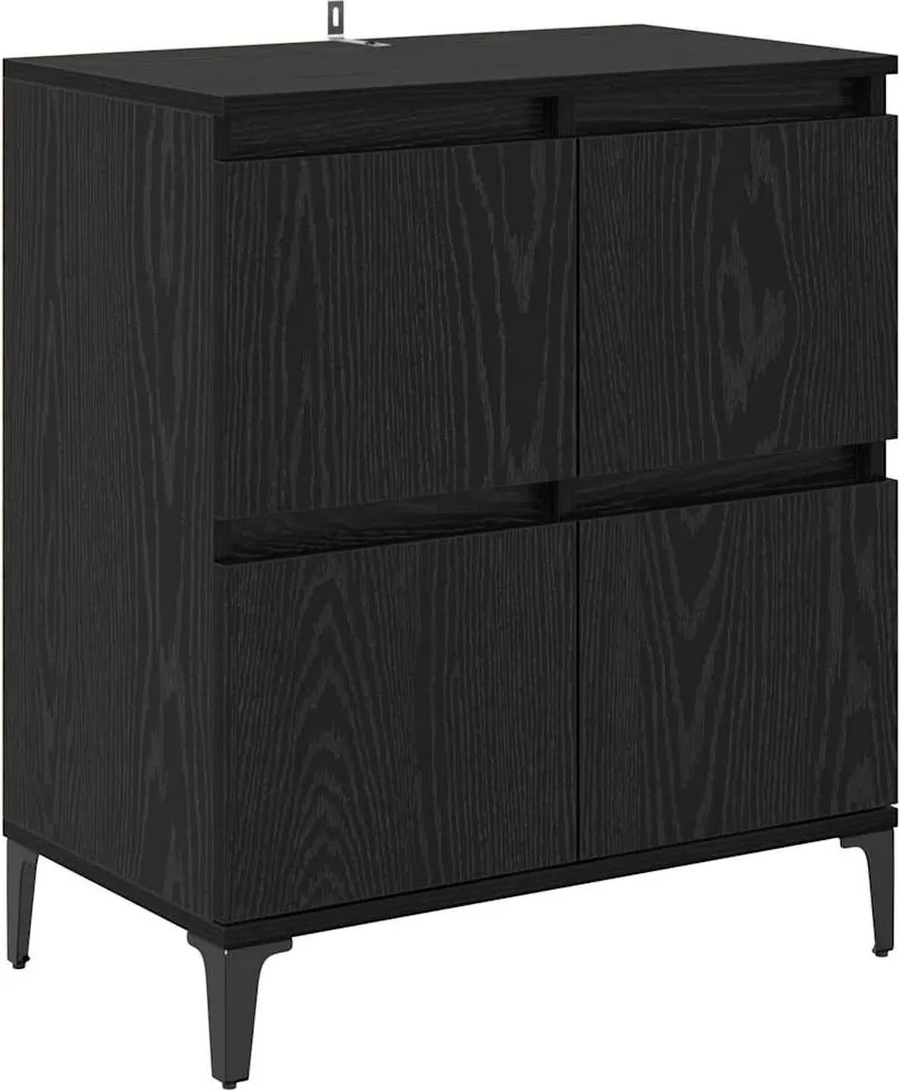 vidaXL Bufet Stejar Negru 60 x 35 x 70 cm Lemn Ingineresc și Fier