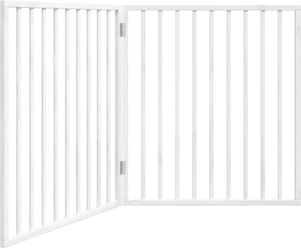 vidaXL Poartă de acces pentru câini pliabilă, 2 panouri, albă, 160 cm, lemn de plop