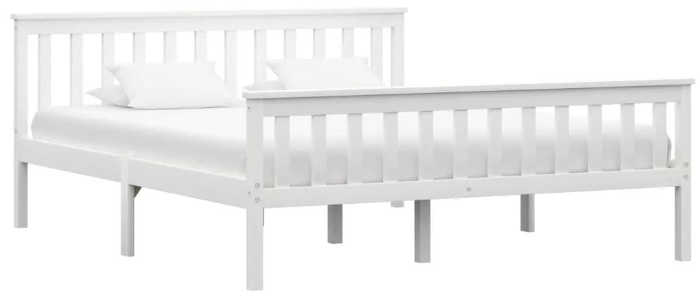 283218 vidaXL Cadru de pat, alb, 160 x 200 cm, lemn masiv de pin