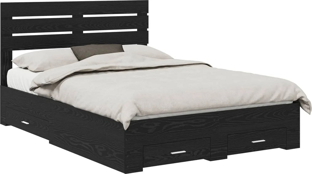 vidaXL Cadru de pat cu sertar cu headboard cu depozitare Lemn compozit
