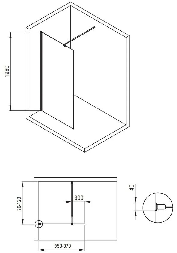 Paravan de dus Deante Kerria Plus crom 100x200 cm