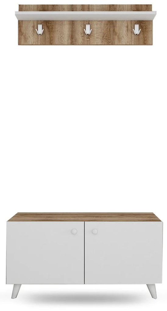 Set mobilier pentru hol Gardi (Stejar + Alb). 1072691