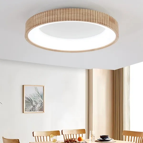 Brilagi - Plafonieră LED FALCON WOOD MODERN, 40W, 230V, Ø 60 cm, cu finisaj lemn