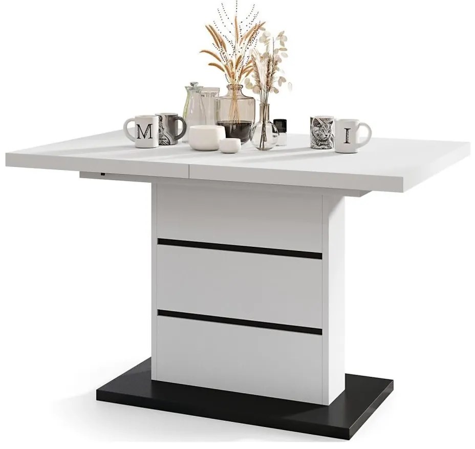 Masă extensibilă PAOLO alb/negru