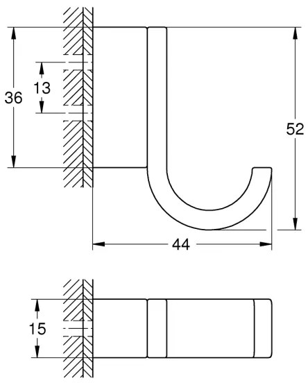 GROHE 41039AL0 - Cârlig pentru halat de baie SELECTION, 5,2 cm × 1,5 cm × 4,4 cm, grafit