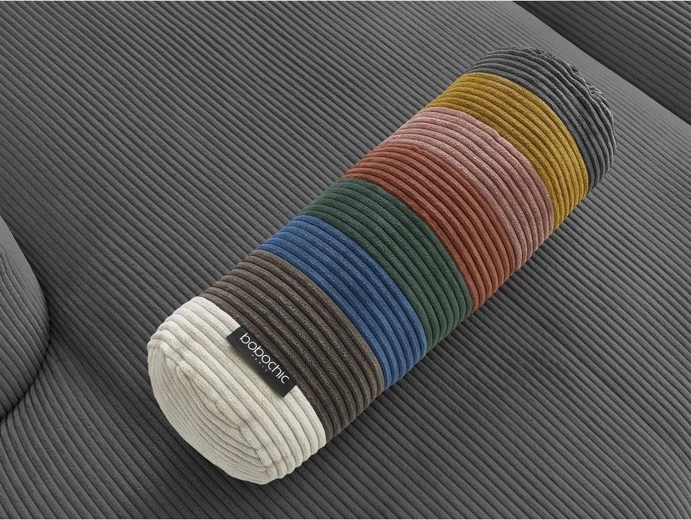 Colțar gri închis cu tapițerie din catifea reiată Belair – Bobochic Paris