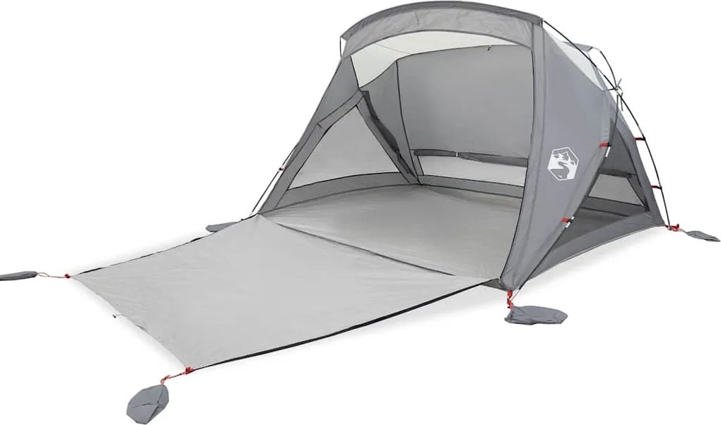 vidaXL Cort de plajă pentru 2 persoane, gri, rezistent la apă