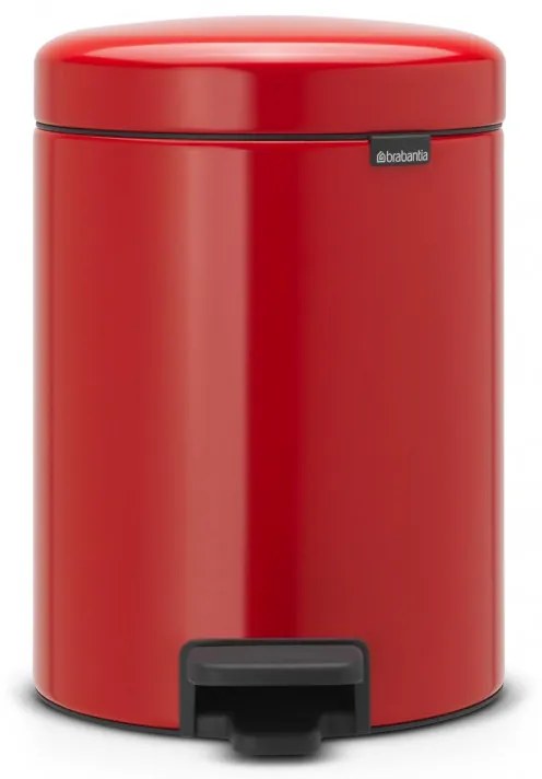 Cos de gunoi cu pedala Brabantia NewIcon 649006, 5 L, Inchidere lina, Baza antiderapanta, Rosu