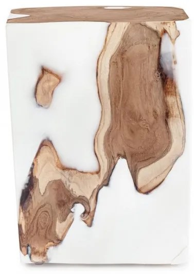 Masuta de cafea maro/alba din Lemn de Teak, 30x30x40 cm, Melty Bizzotto