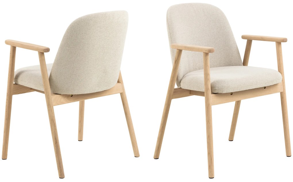 MAZZONI EXPORT RODERIC Bej (material Apia 453)/cadru stejar albit uleiat - SCAUN DE LEMN CHENILLE PENTRU SUFRAGERIE LIVING BUCĂTĂRIE RETRO