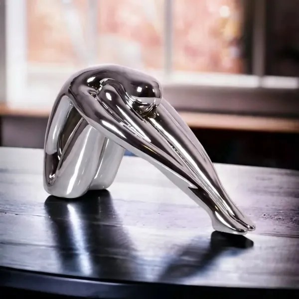 Decorațiune de masă din rășină cu finisaj crom lucios, 31x21x17 cm