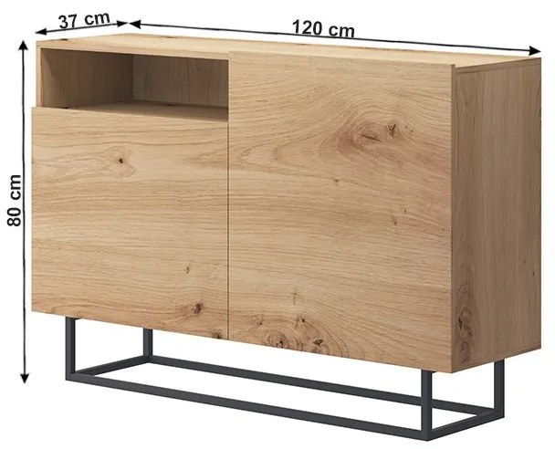 Comoda in decor stejar DUVA 120x37 cm