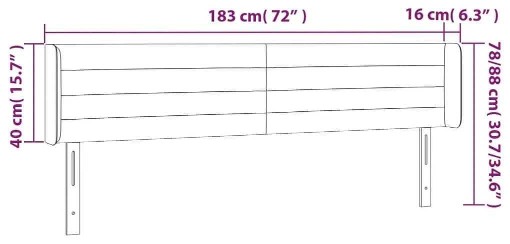 Tablie de pat cu aripioare, crem, 183x16x78 88 cm textil 1, Crem, 183 x 16 x 78 88 cm