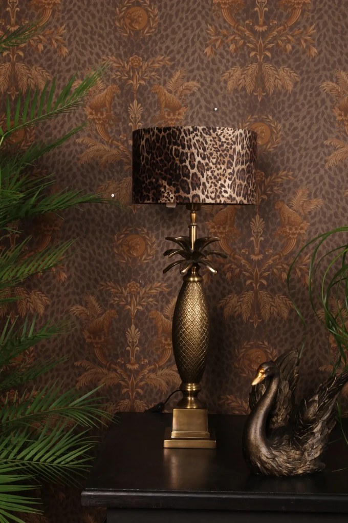 Lampă de masă din aluminiu, auriu, finisaj antichizat, 63 x 19 cm, „Gobelin”