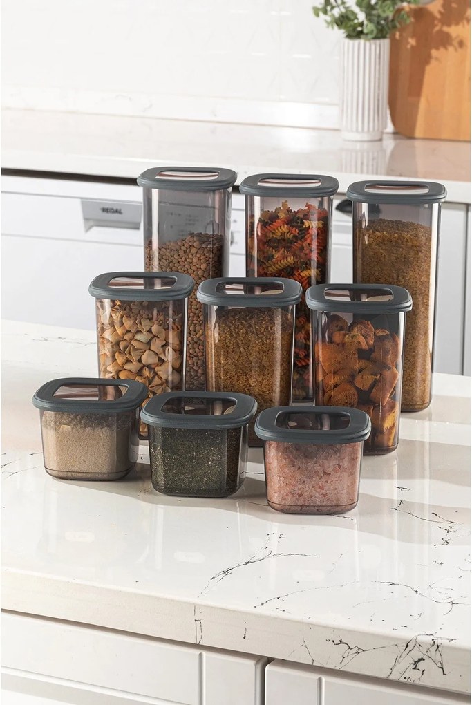Set 9 recipiente 964FRM5383, transparent/gri antracit, plastic