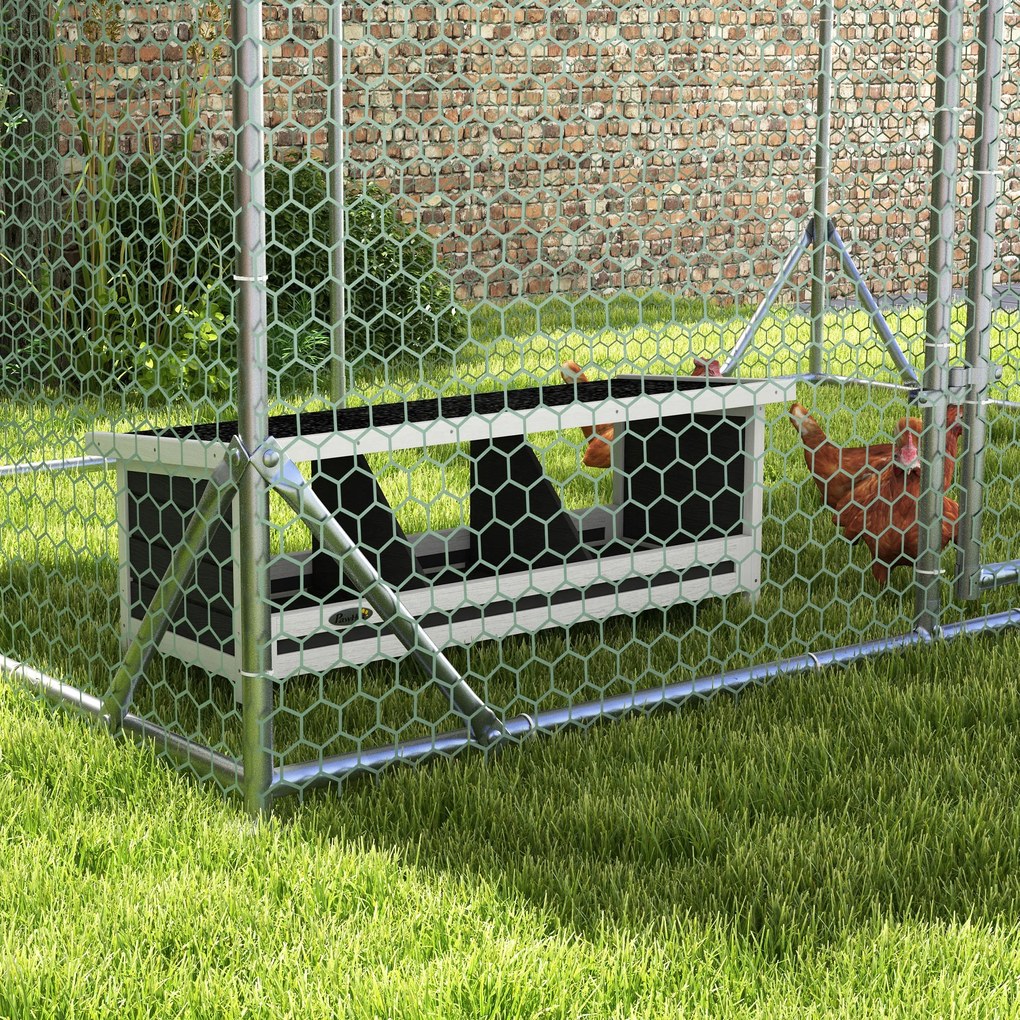 PawHut Cuibar pentru găini cu 3 compartimente, cu bază înălțată și acoperiș, din lemn și bitum, 95x37x34 cm, gri | Aosom Romania