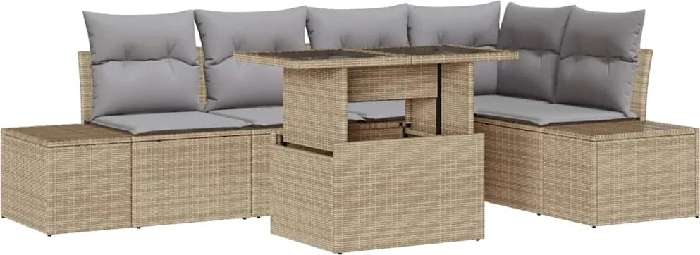vidaXL Set de canapele pentru grădină 6 pcs Bej Rattan poli