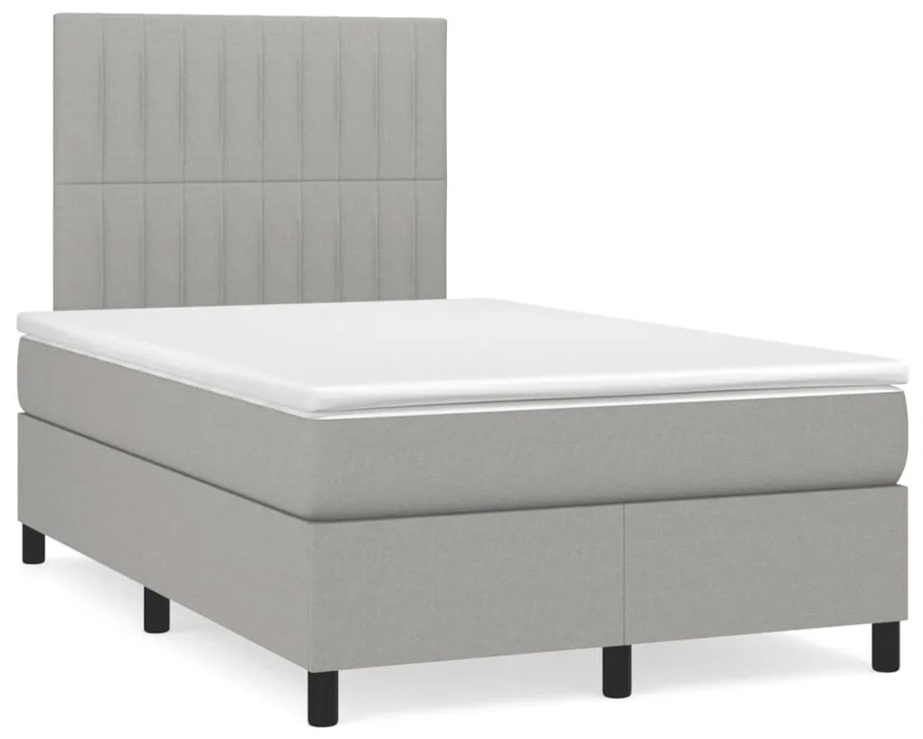 vidaXL Pat box spring cu saltea, gri deschis, 120x190 cm, textil