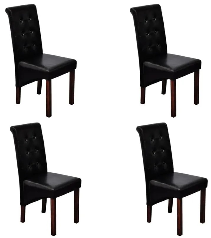 vidaXL Scaune de sufragerie, 4 buc., negru, piele ecologică