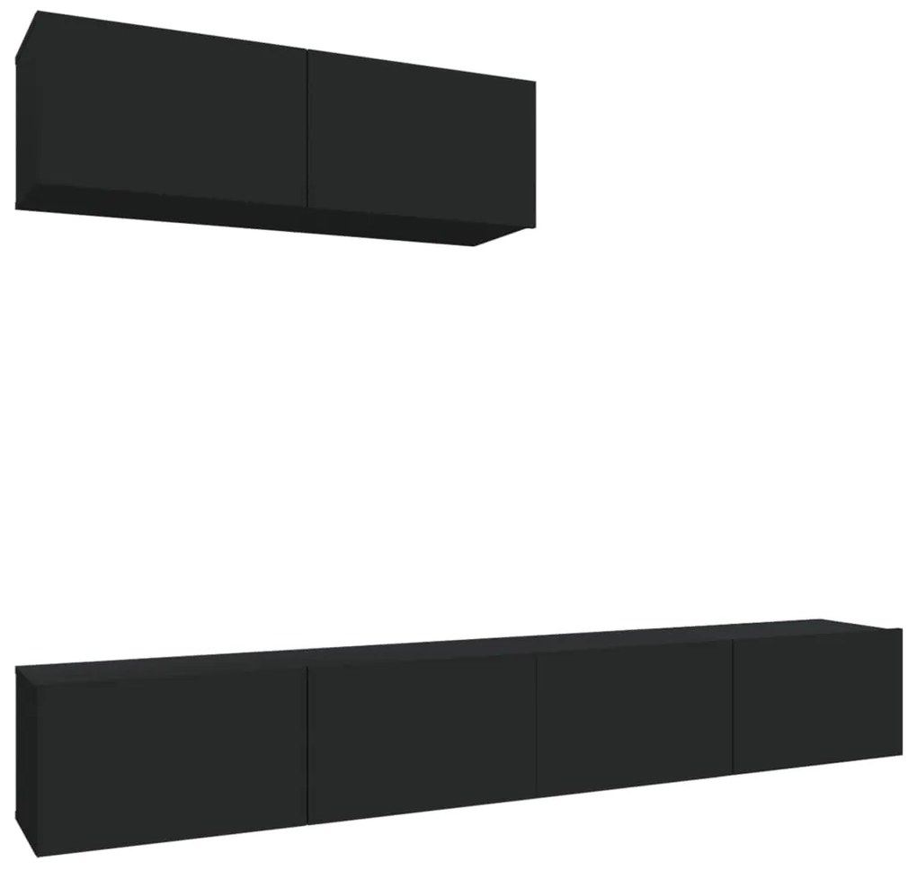 3114479 vidaXL Set dulapuri TV, 3 piese, negru, lemn prelucrat